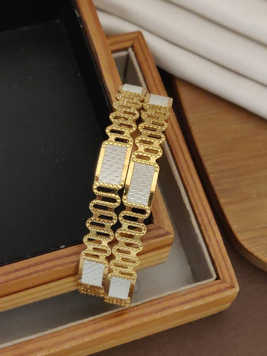 Elegant Dual-Tone Gold Bangles