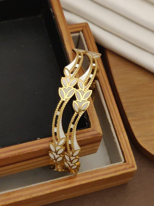 Golden Vine Leaf Enamel Bangles