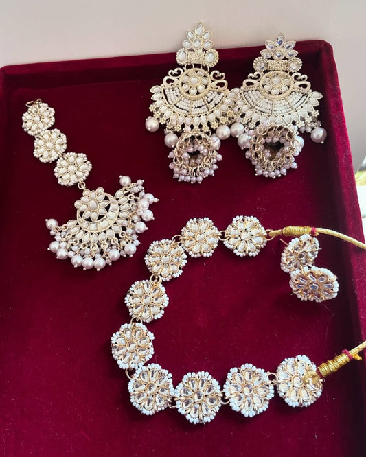 Pearl Kundan Floral Bridal Set