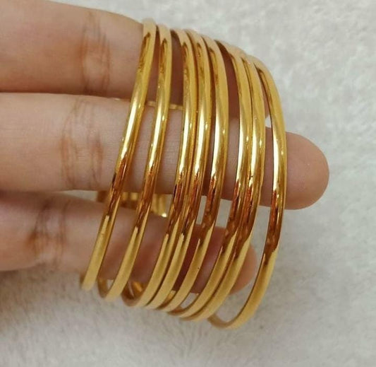 Classic Mirror‑Gloss Slim Bangles – Gold Polish (Lightweight Stack)