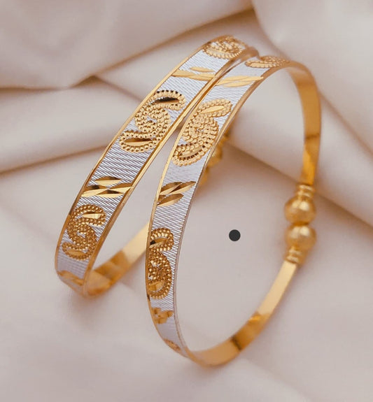 Elegant Gold and Silver-Accented Embellished Bangles