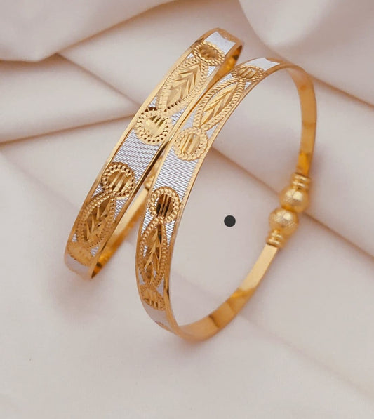 Delicate Gold and Silver Patterned Bangle Set