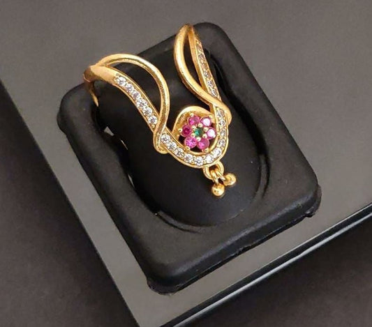 Elegant Gold and Ruby Ring with Diamond Accents