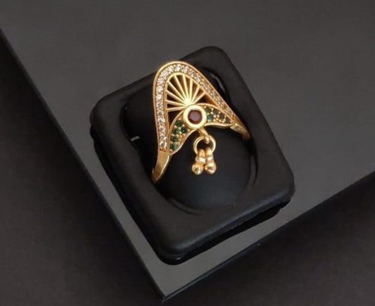 Radiant Sunburst Gold-Plated Dangle Ring