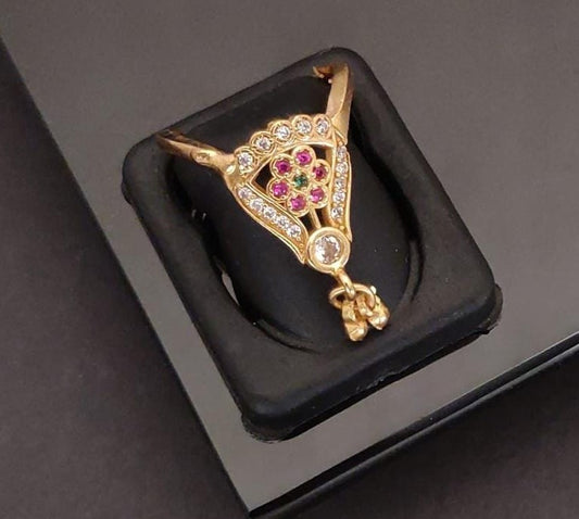 Exquisite Gold-Plated Dangle Ring with Flower Motif